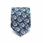 NAVY WAVES TIE AND POCKET SQUARE SET